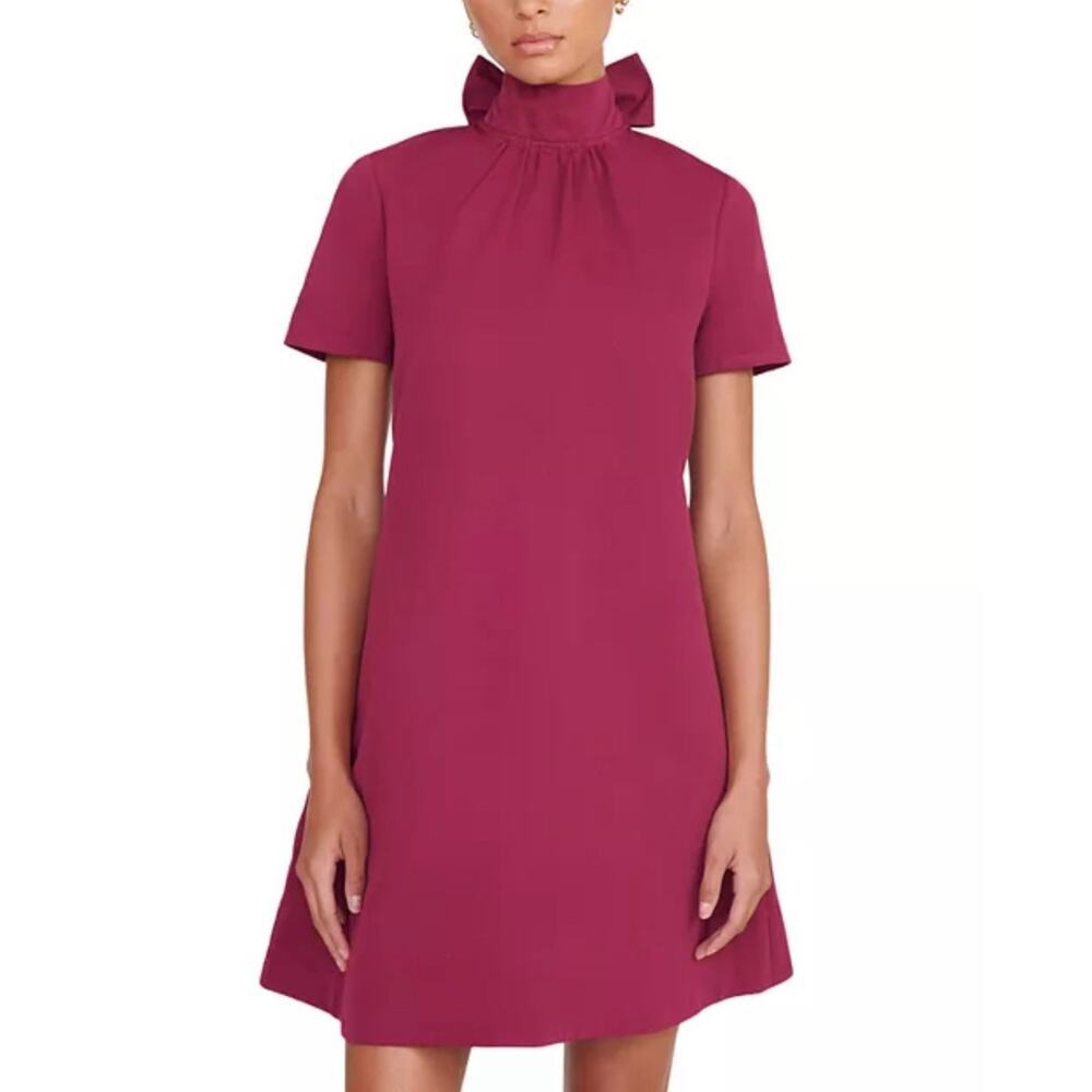 Staud Ilana Mock Neck Tie-back Bow Mini Dress-Women’s‎ Color Syrah Size M $325
